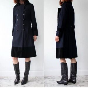 Chloe Dark Blue and Black Pea Coat